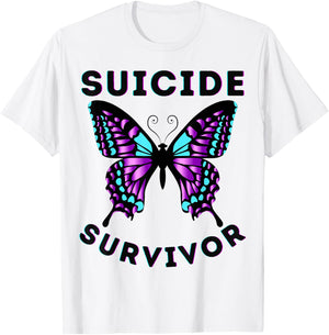 Butterfly Suicide Survivor Awareness Prevention Kid Boy Girl T-Shirt - T-Shirt | White