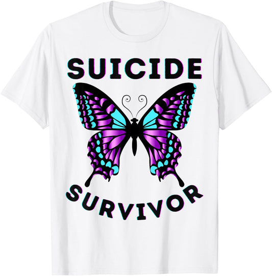 Butterfly Suicide Survivor Awareness Prevention Kid Boy Girl T-Shirt - T-Shirt | White
