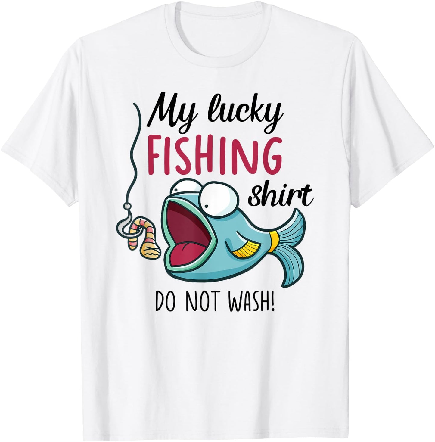 Lucky Fishing-Shirt Youth Kids Boys Funny Fish T-Shirt - T-Shirt | White