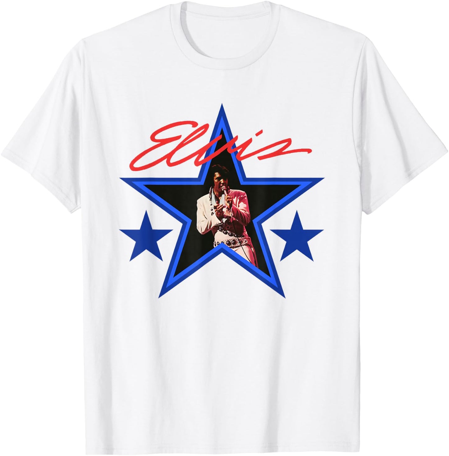 Elvis Presley Blue Star T-Shirt - T-Shirt | White