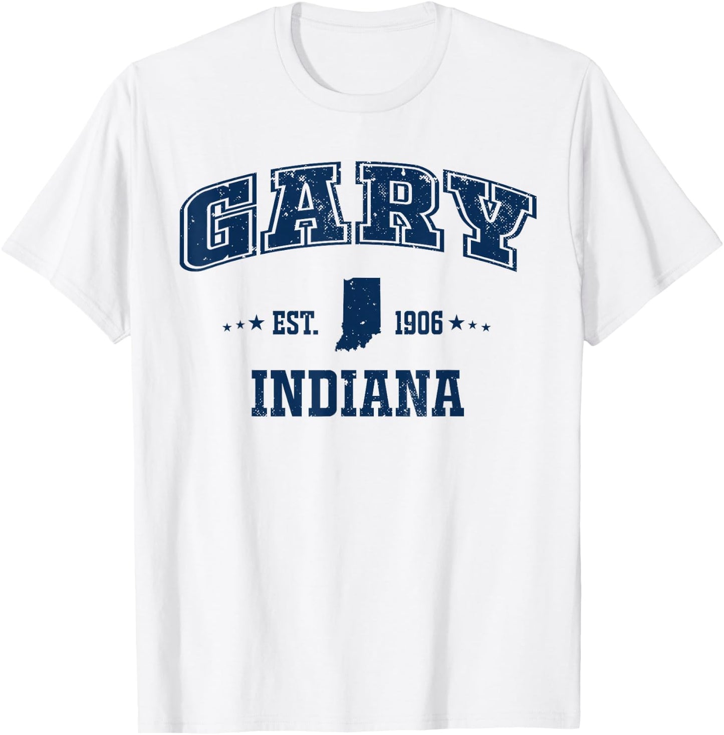 Gary Indiana IN Vintage Sports Navy Athletic T-Shirt - T-Shirt | White