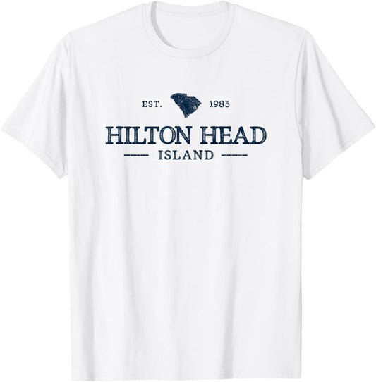 Retro Hilton Head South Carolina Est 1983 Vintage Souvenir T-Shirt - T-Shirt | White