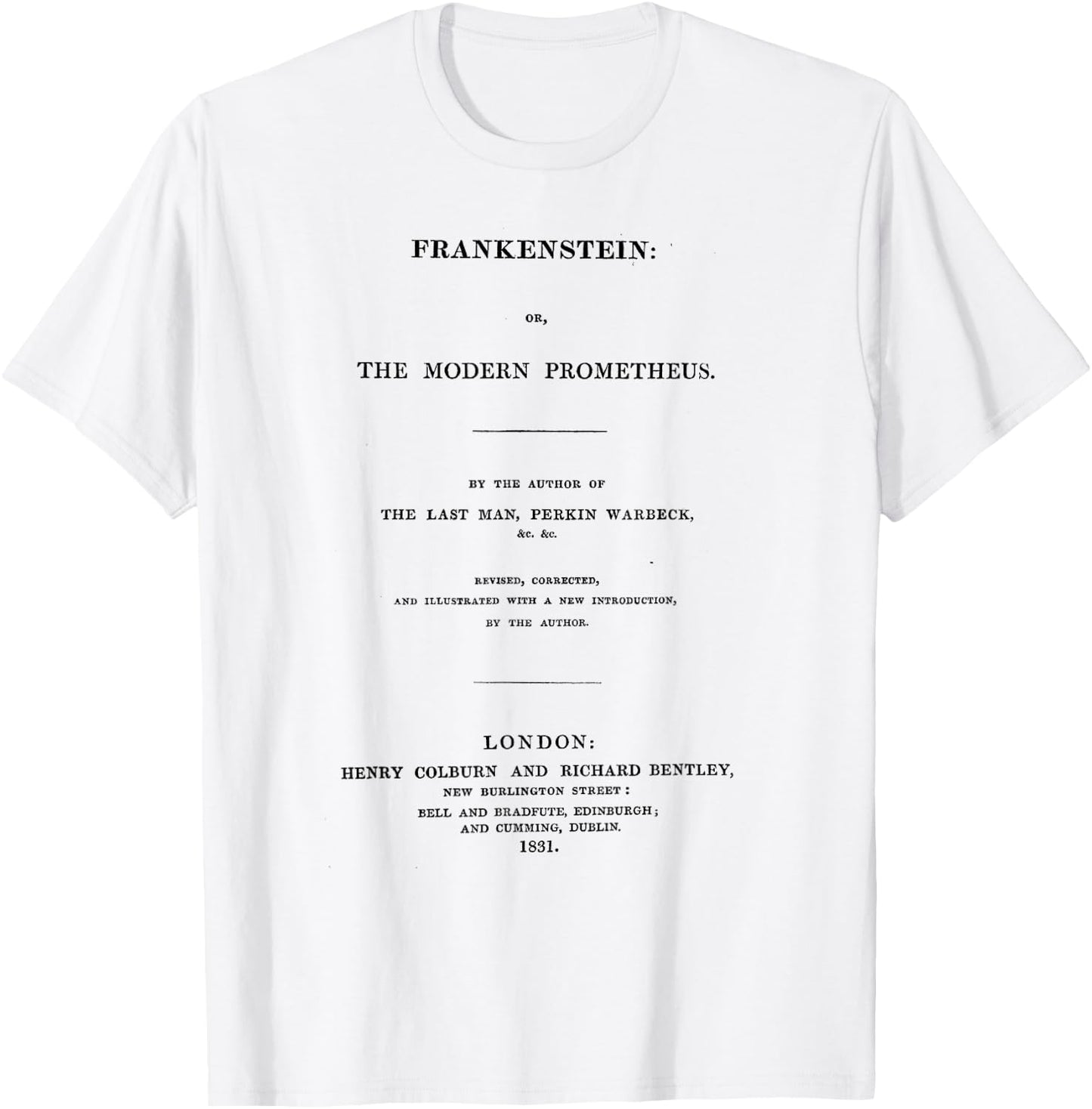 Frankenstein Mary Shelley Title Page T-Shirt - T-Shirt | White