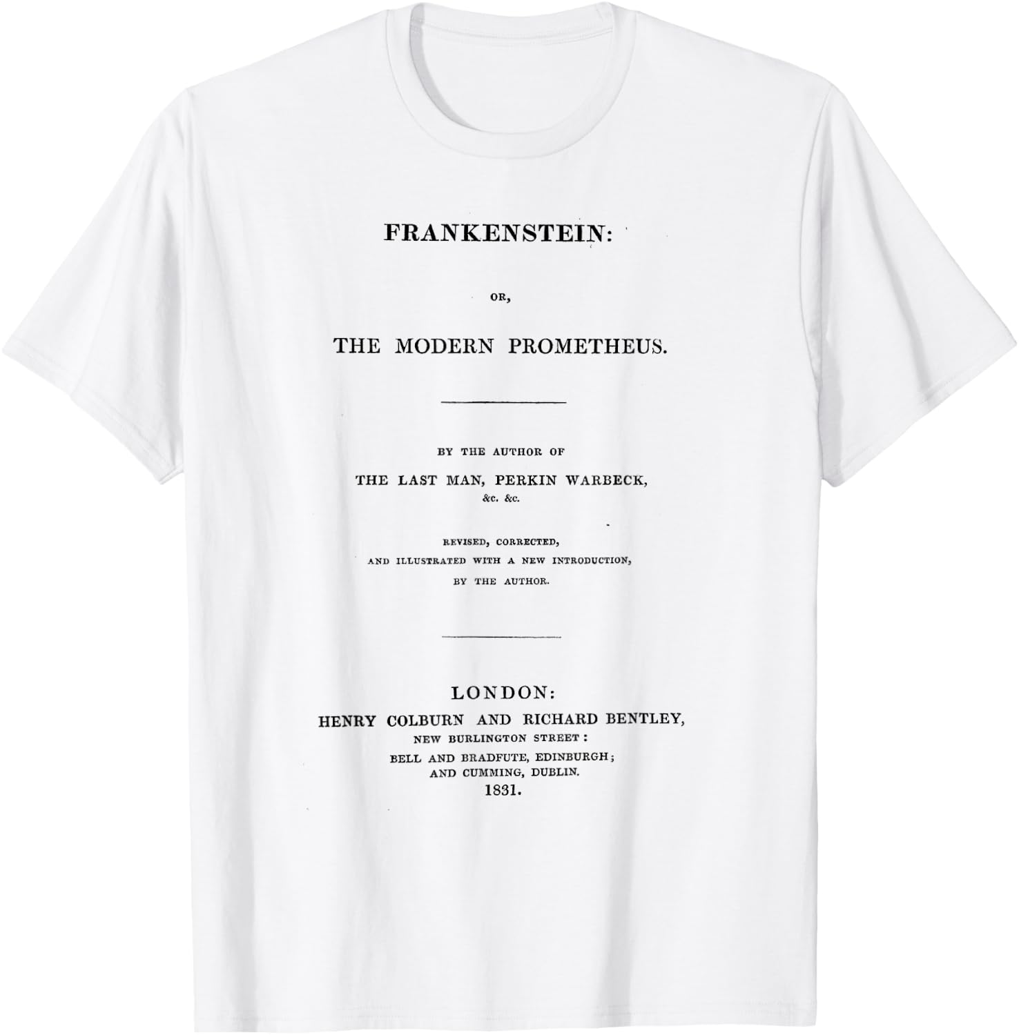 Frankenstein Mary Shelley Title Page T-Shirt - T-Shirt | White