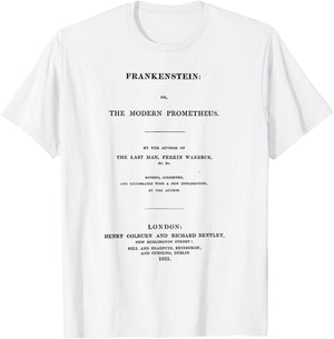Frankenstein Mary Shelley Title Page T-Shirt - T-Shirt | White