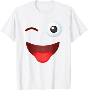 Family Party Group Matching Pajama Squad Gallery Funny Group Costume Halloween Team Outfit Winking Emoticon T-Shirt - T-Shirt | White