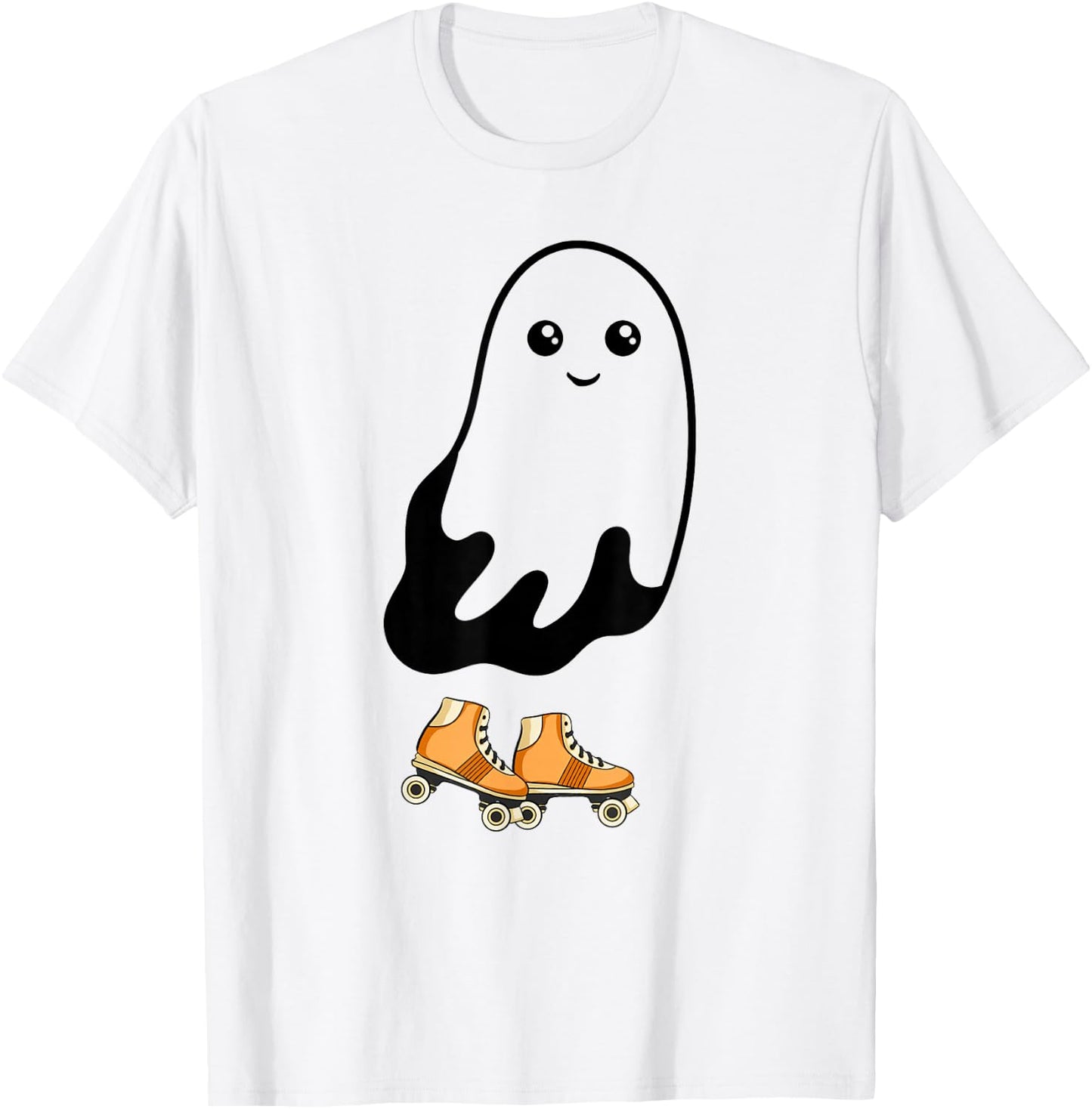 Ghost Roller Skating Funny Halloween Roller Skate Ghost T-Shirt - T-Shirt | White