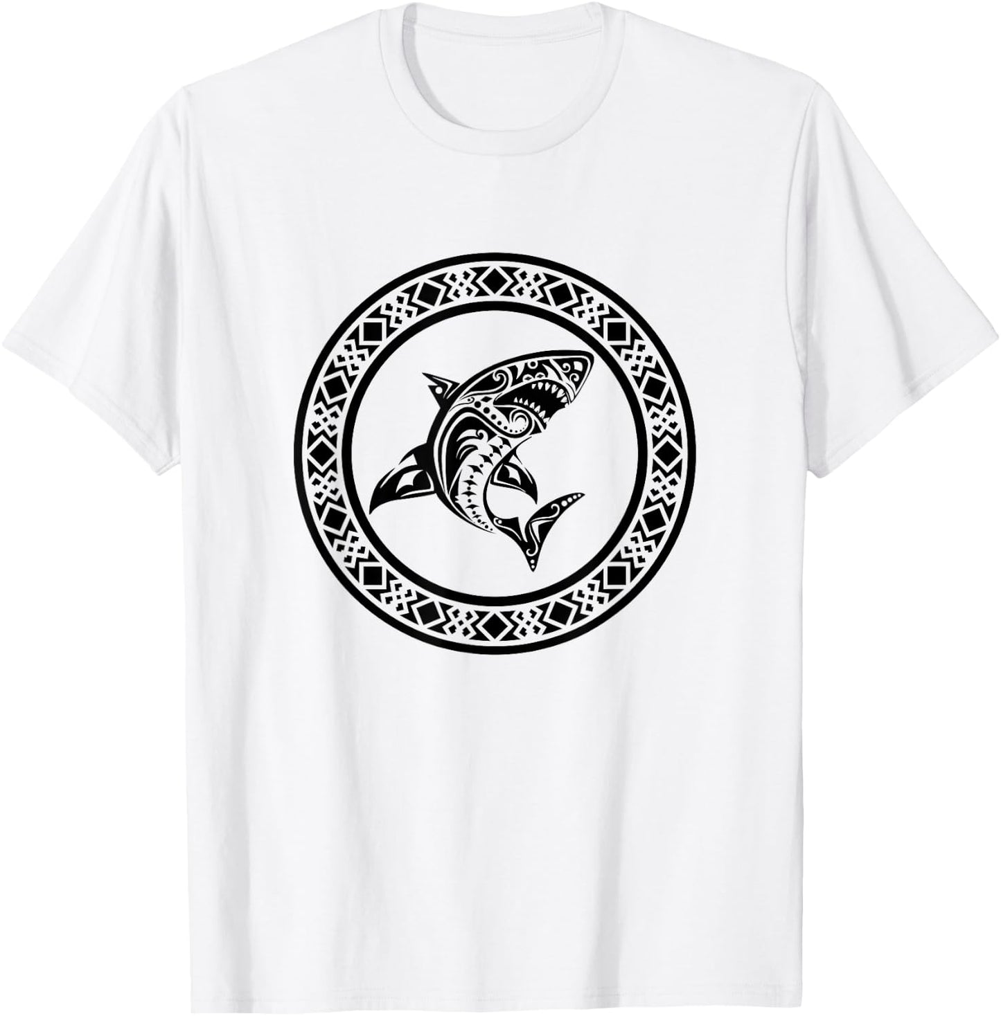 Shark Vintage Retro Tribal Throwback Vacation T-Shirt - T-Shirt | White