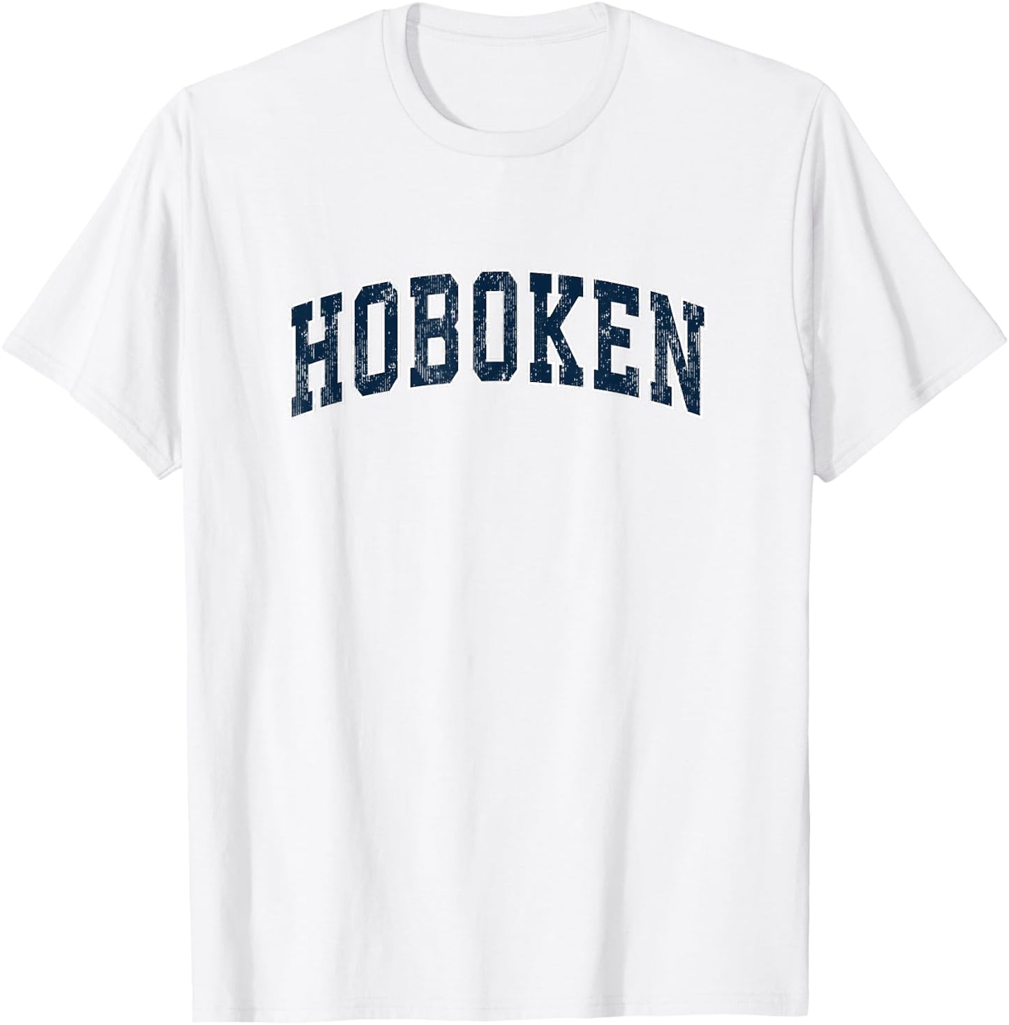 Hoboken New Jersey NJ Vintage Sports Design Navy Design T-Shirt - T-Shirt | White