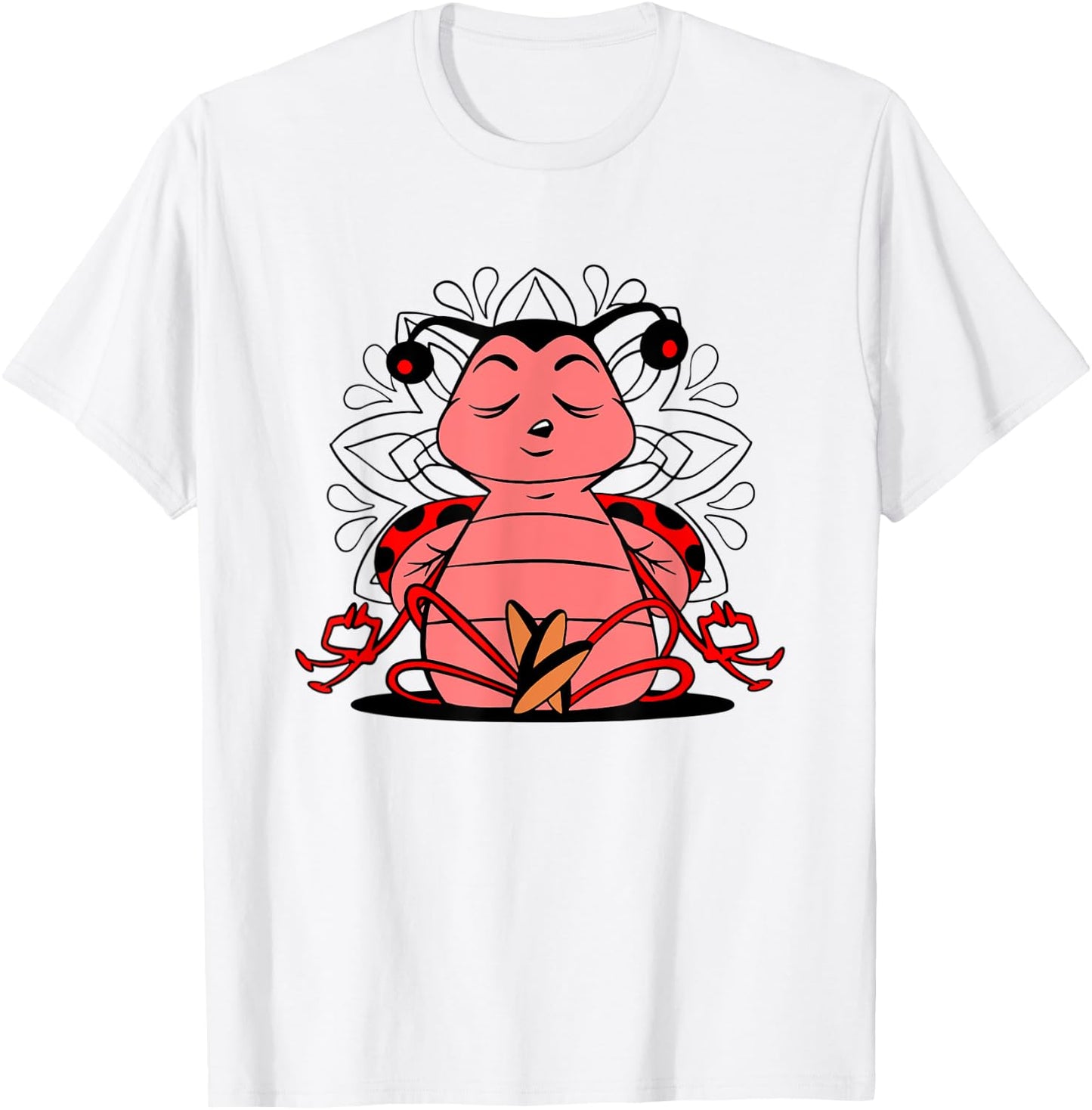 Meditating Ladybug doing yoga for meditation and mindfulness T-Shirt - T-Shirt | White