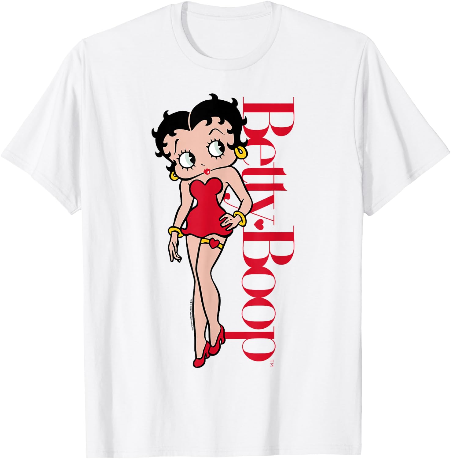 Betty Boop Vertical Text Portrait T-Shirt - T-Shirt | White
