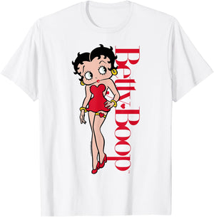 Betty Boop Vertical Text Portrait T-Shirt - T-Shirt | White