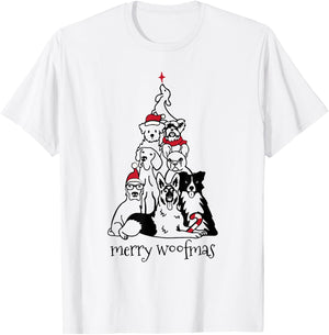 Merry Woofmas Dog Christmas Tree T-Shirt - T-Shirt | White