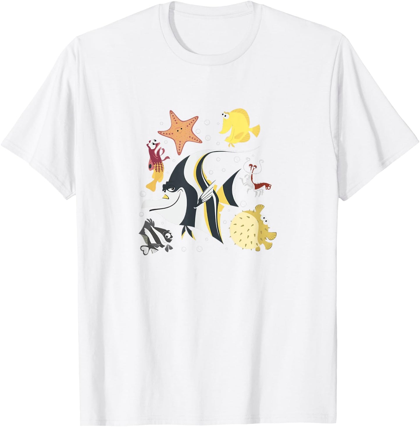 Disney Pixar Finding Nemo Fish Tank Gang Group Shot Logo T-Shirt - T-Shirt | White