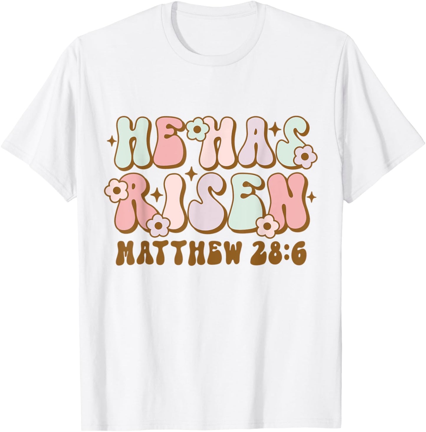 Christian Easter Bible Quote He Has Risen Retro Groovy T-Shirt - T-Shirt | White