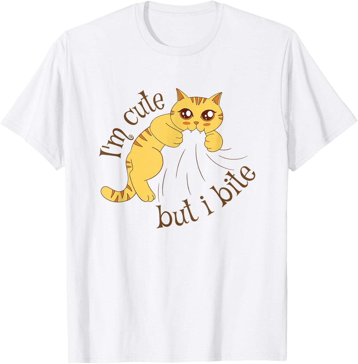 I'm Cute But I Bite Funny Cat T-Shirt - T-Shirt | White