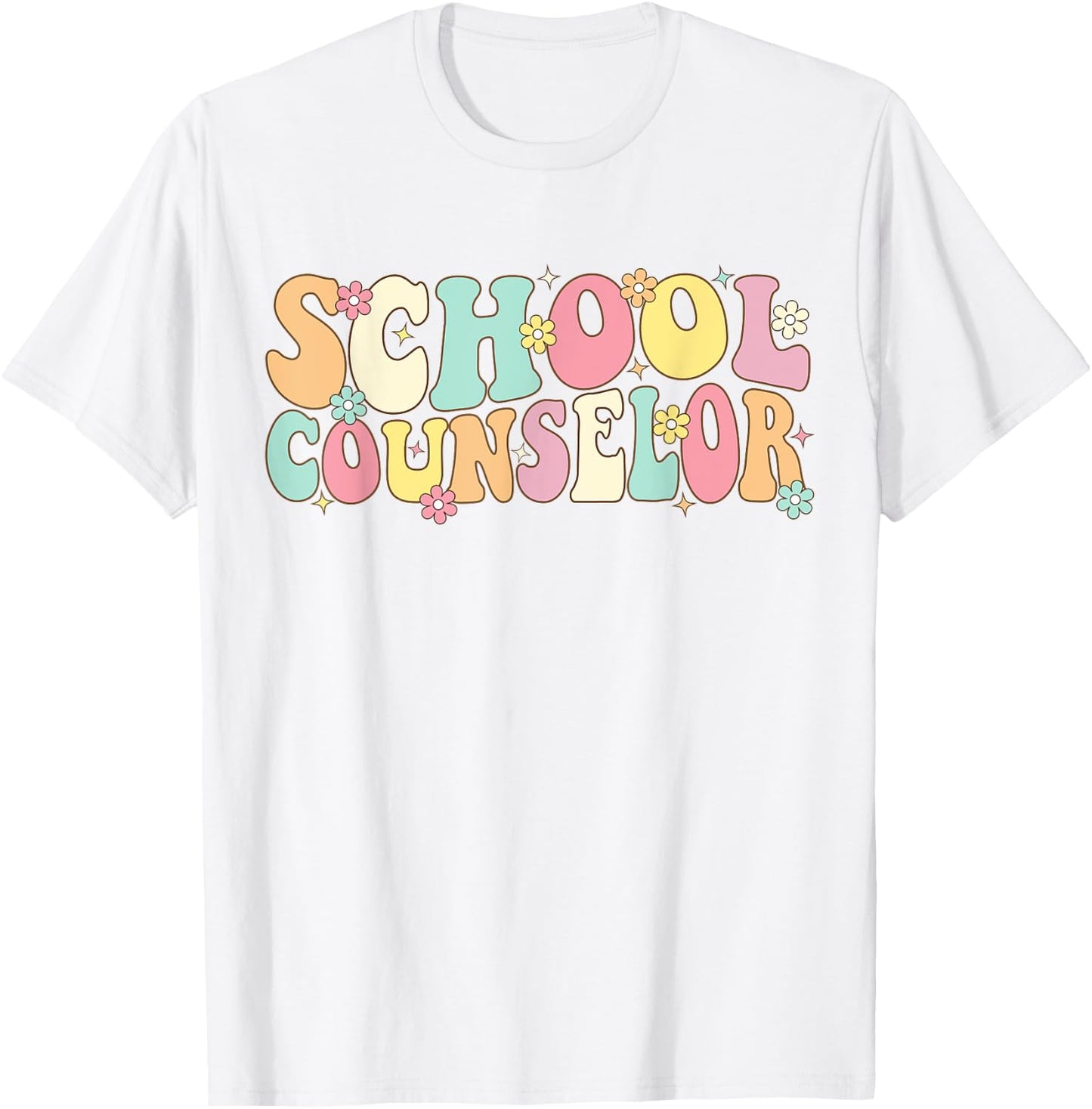 Groovy School Counselor Back To School Teacher Counseling Men Women Girls Kids T-Shirt - T-Shirt | White