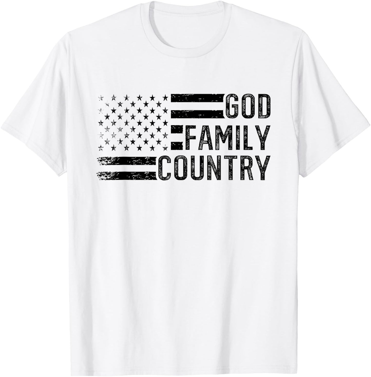 God Family Country - Patriotic Christian US Flag T-Shirt - T-Shirt | White