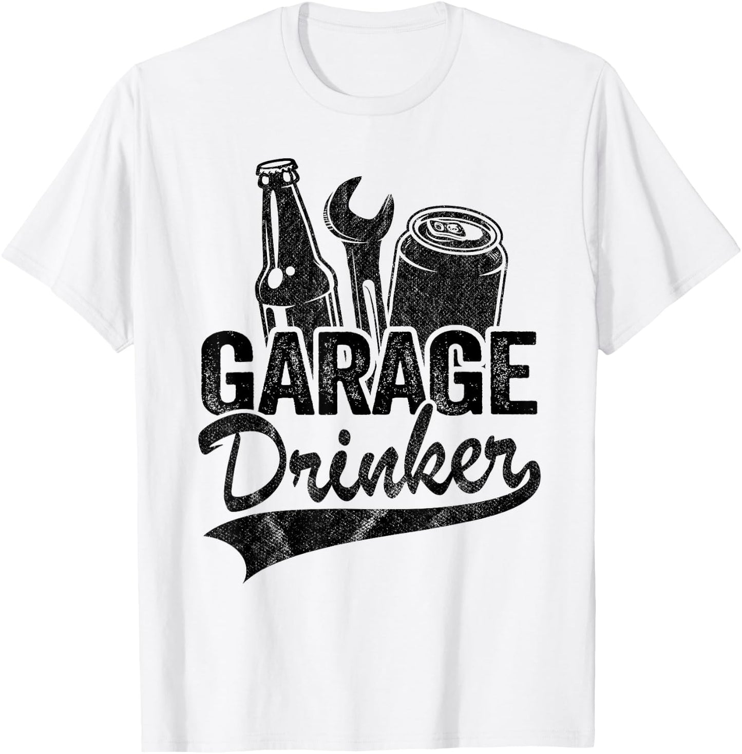 Garage Drinker Day Drinking Supporter Beer Funny Mechanic T-Shirt - T-Shirt | White