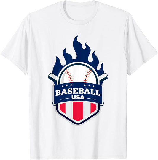 Baseball USA Support the Team Shirt USA Flag Playoff T-Shirt - T-Shirt | White