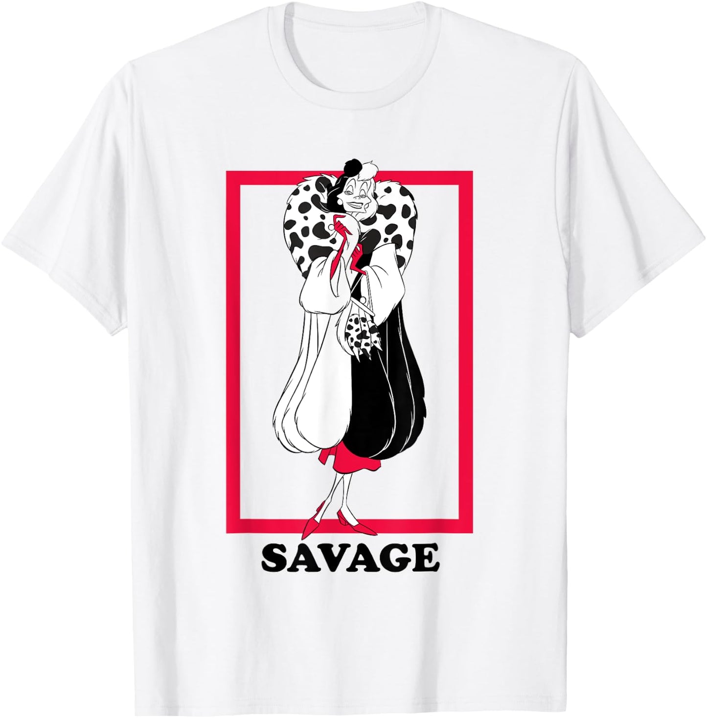 Disney 101 Dalmatians Savage Cruella De Vil Sassy Portrait T-Shirt - T-Shirt | White