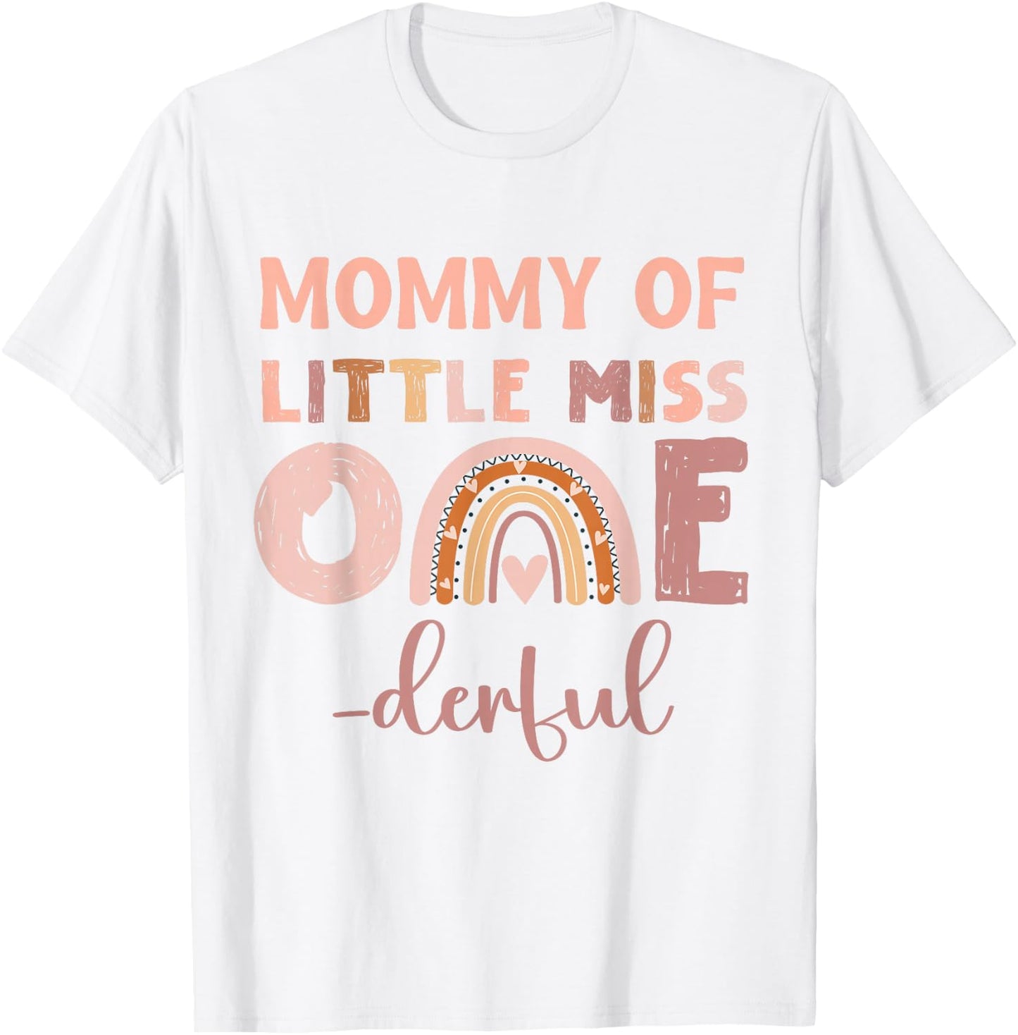 Boho Mommy of Miss Onederful 1st Birthday Girl Cute Rainbo Small T-Shirt - T-Shirt | White