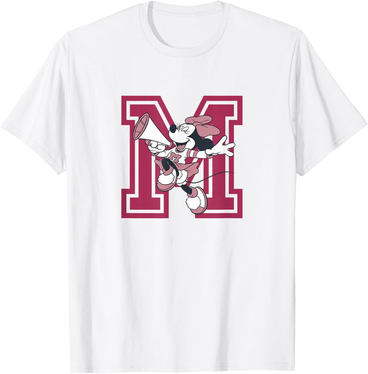 Disney Minnie Mouse Cute Cheerleader Vintage Pink Collegiate T-Shirt - T-Shirt | White
