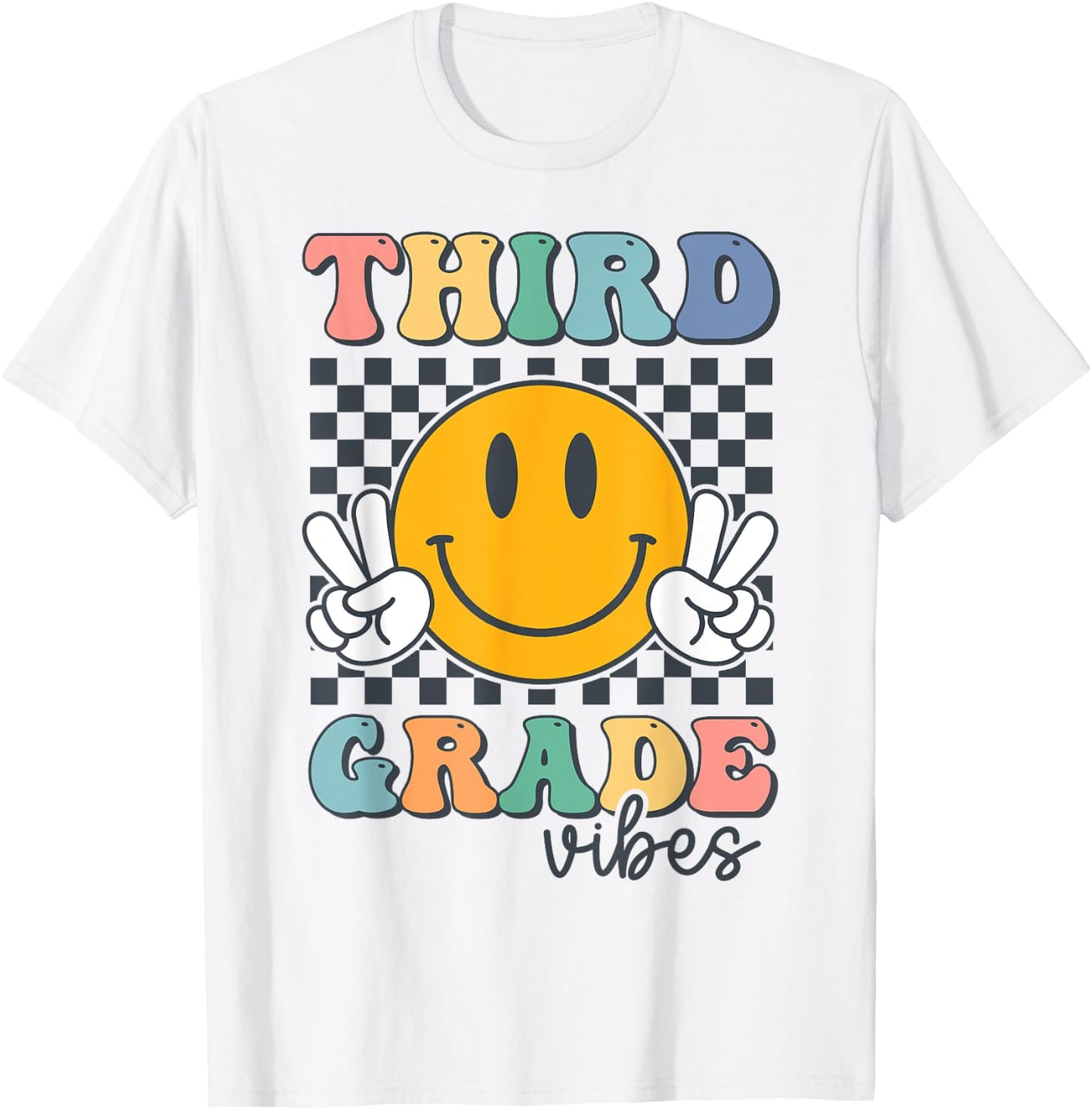 Third Grade Vibes Retro Smile Back To School 3rd Grade Team T-Shirt - T-Shirt | White