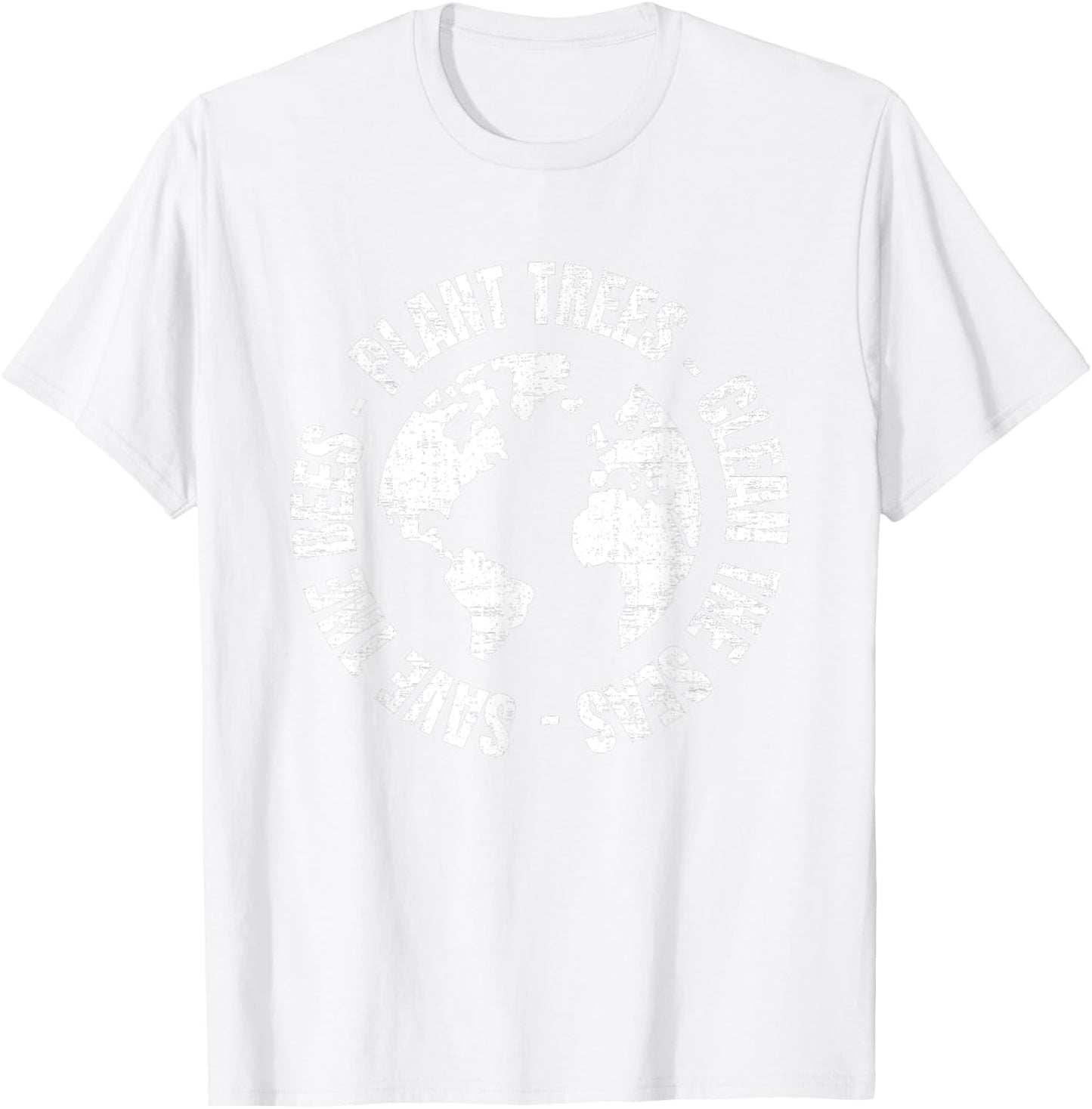 Earth Day Save Bees Plant Trees Clean Seas Environmentalist T-Shirt - T-Shirt | White