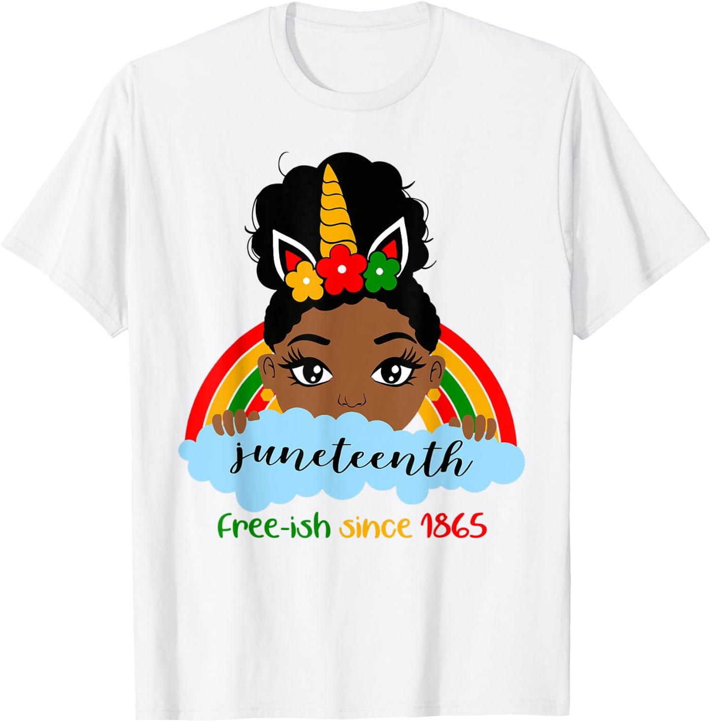 Juneteenth Unicorn Girl Little Princess Freeish since 1865 T-Shirt - T-Shirt | White