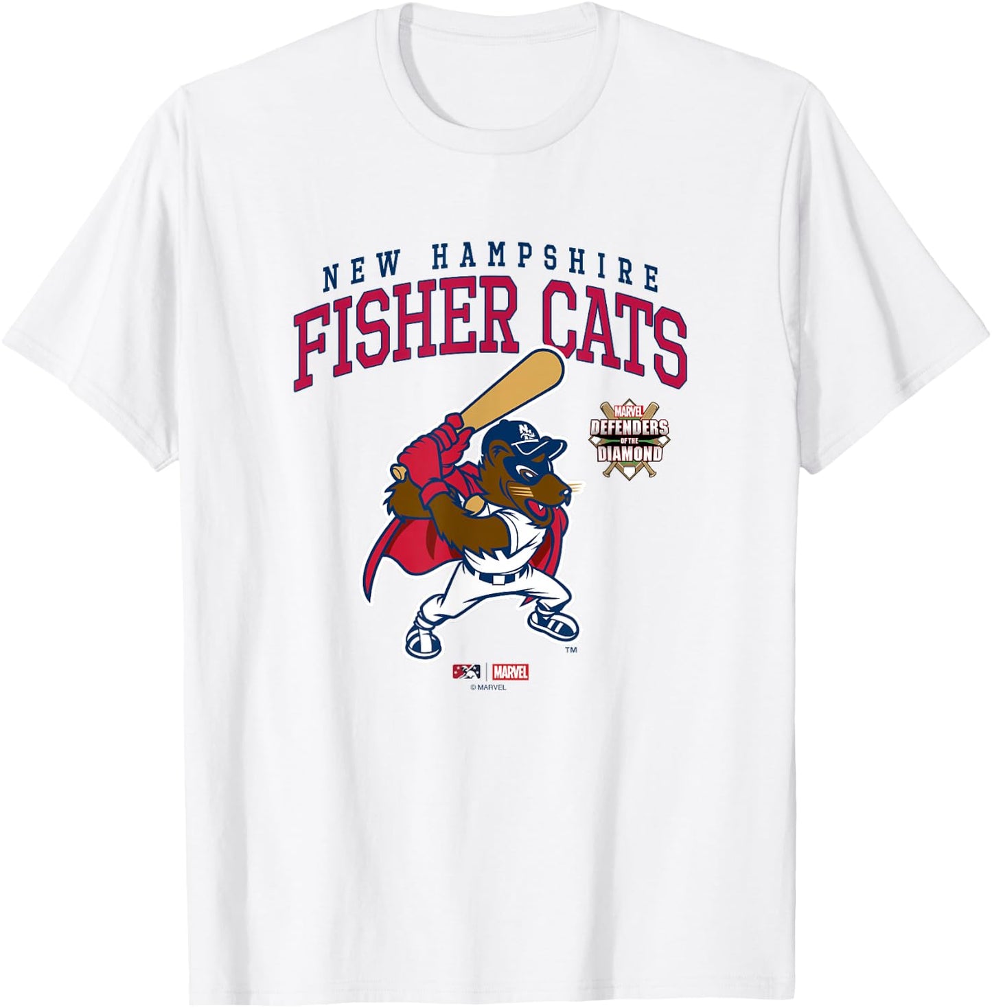 Marvel x MiLB New Hampshire Fisher Cats Big Chest Logo T-Shirt - T-Shirt | White