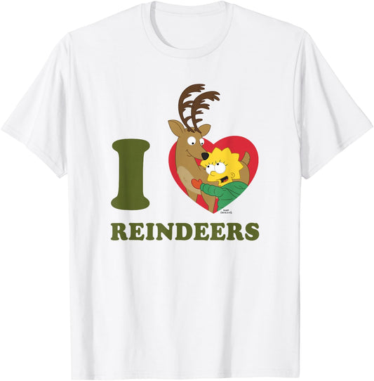 The Simpsons Christmas Maggie I Love Reindeers T-Shirt - T-Shirt | White