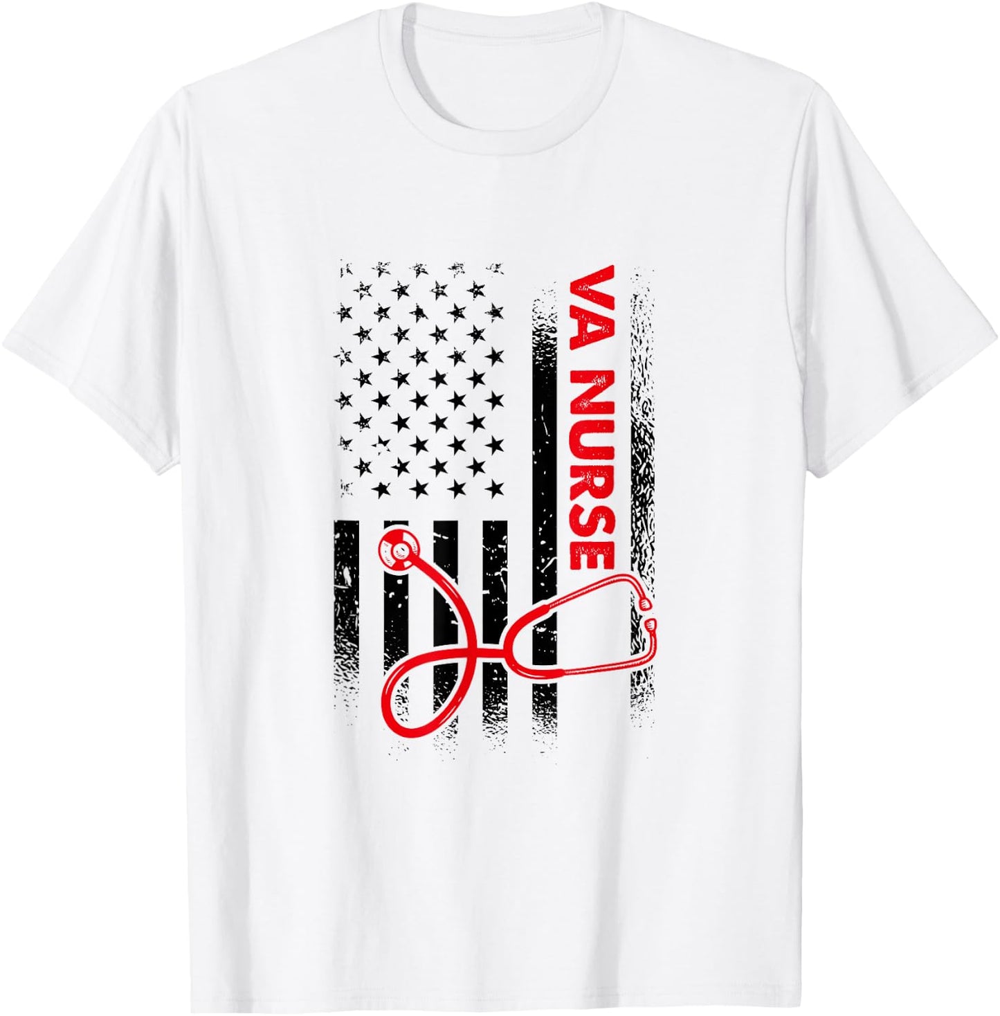 Proud American Military Nurse, VA Nursing T-Shirt - T-Shirt | White