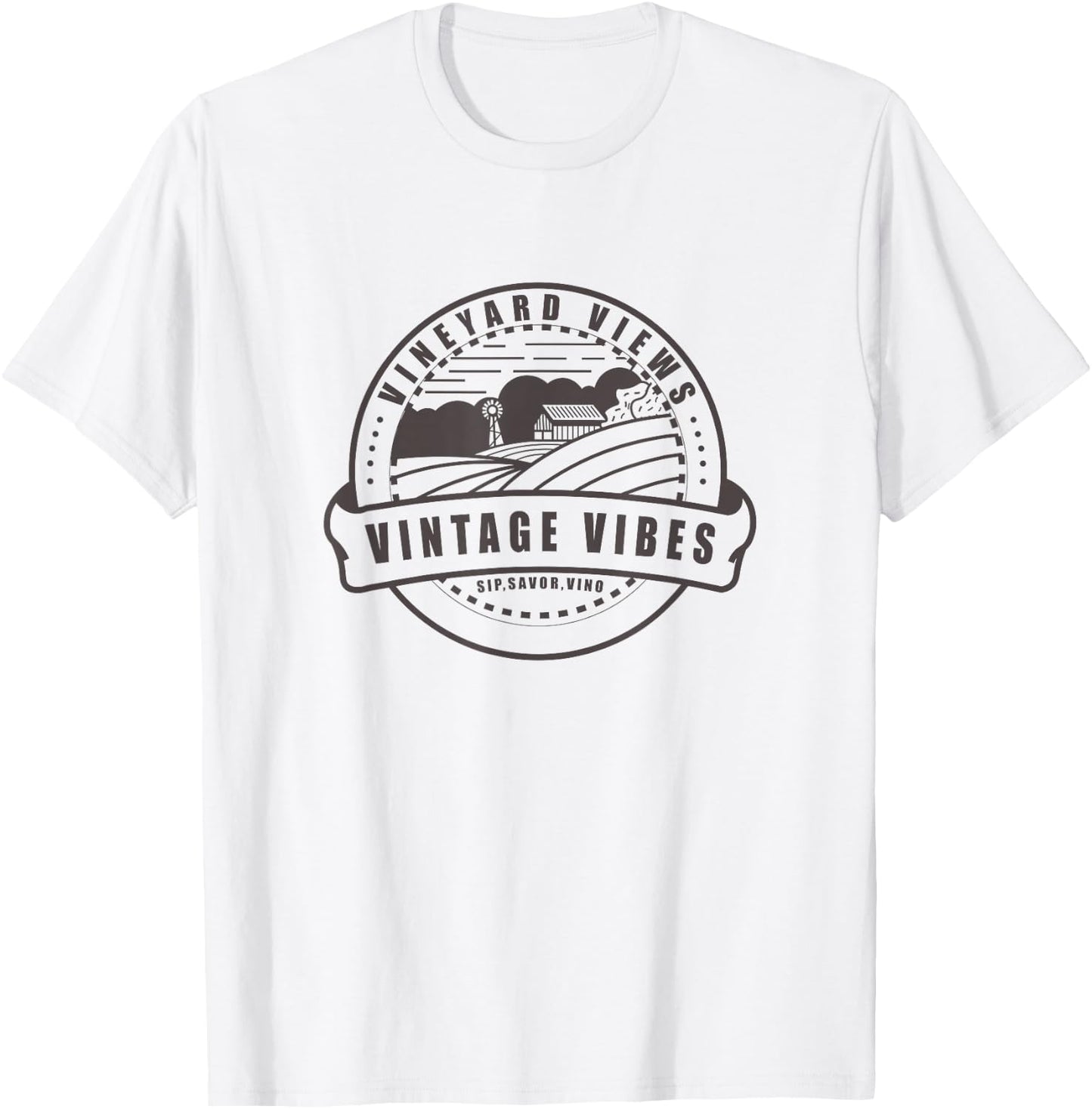 Vineyard Views Vintage Vibes Winery Farm Vines T-Shirt - T-Shirt | White