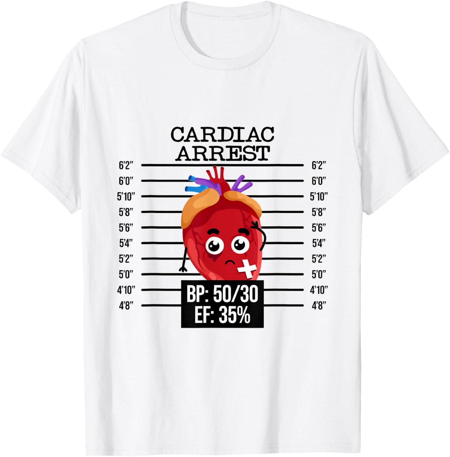 Funny Cardiology Badge Reel, Cardiac Arrest EKG Badge Holder T-Shirt - T-Shirt | White