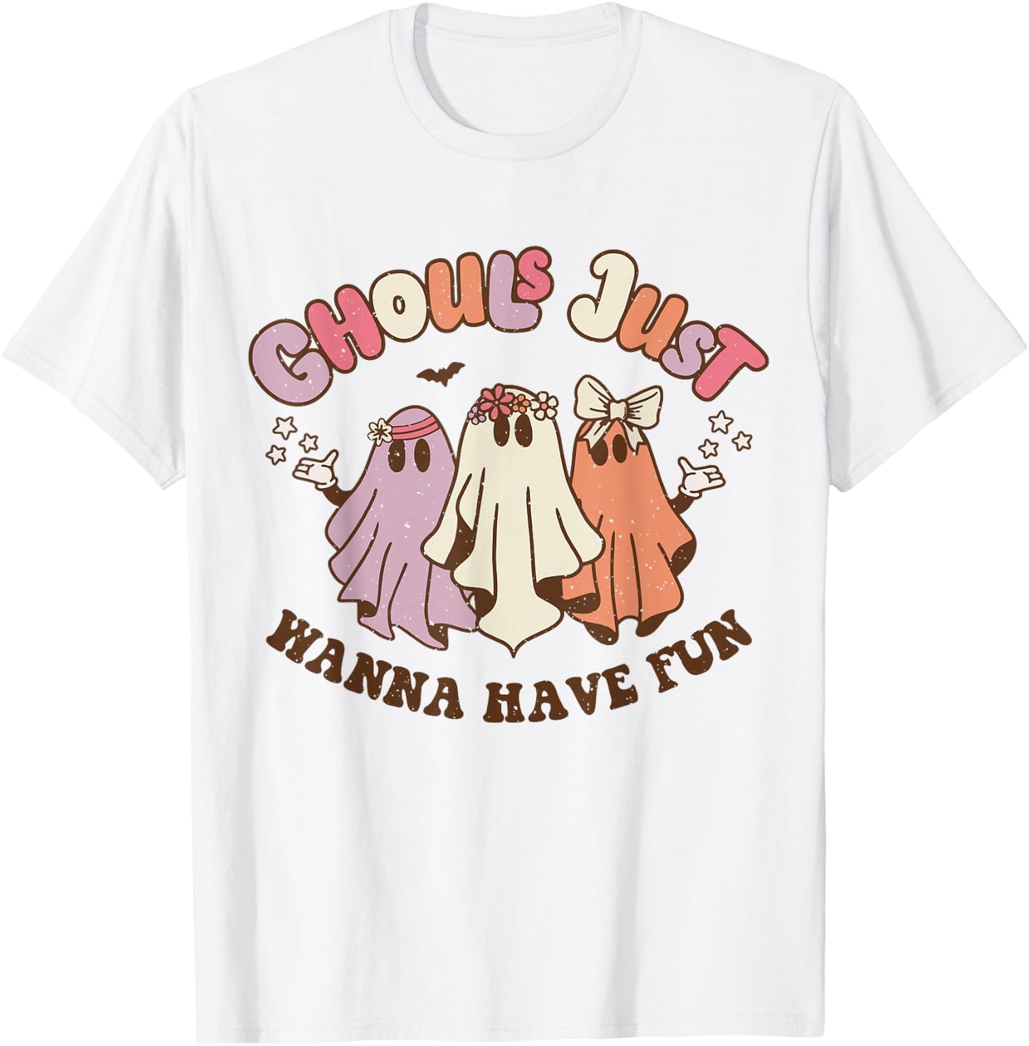 Ghouls Just Wanna Have Fun Retro Halloween Groovy Party T-Shirt - T-Shirt | White