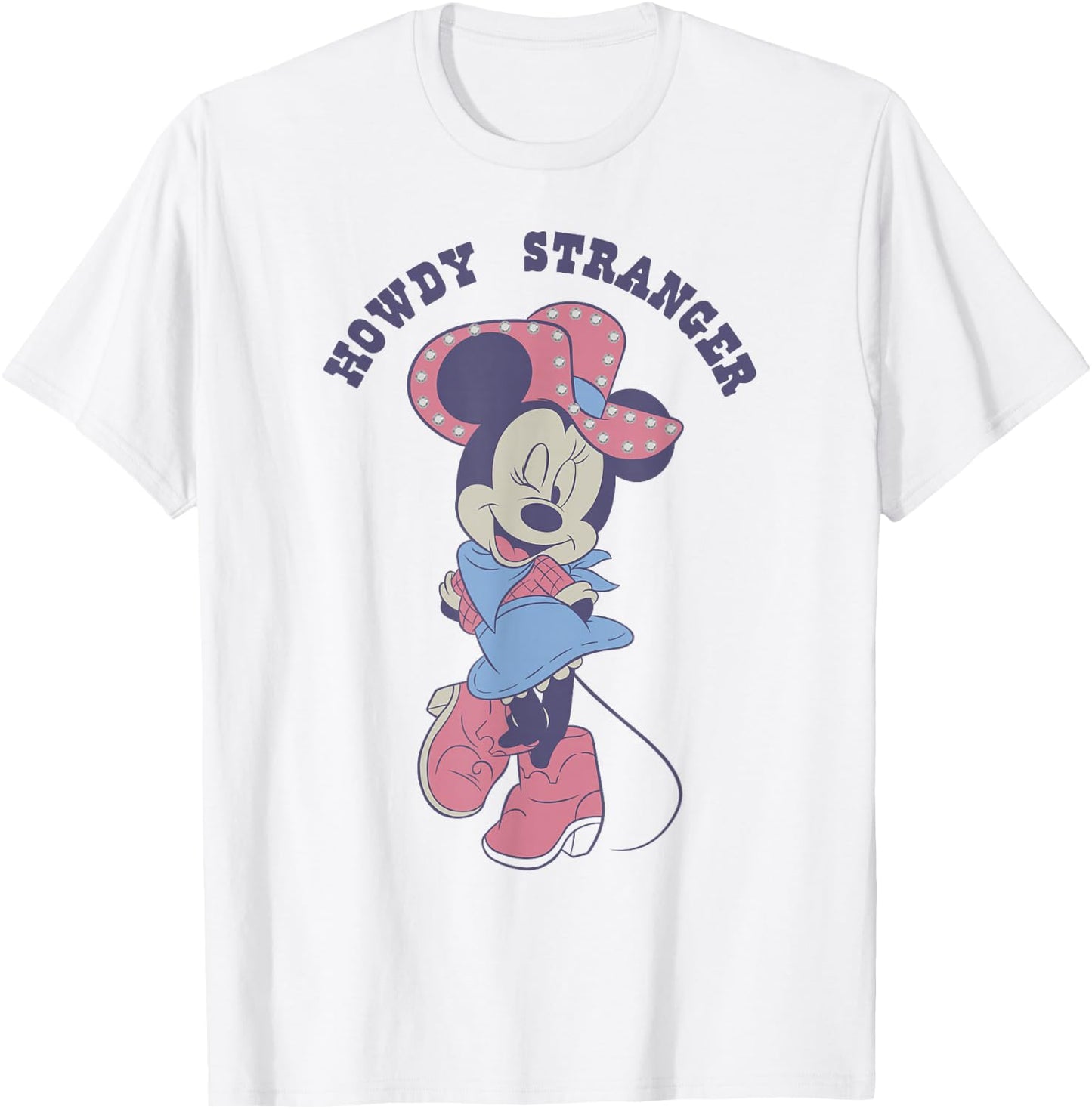 Disney Minnie Mouse Sassy Cowgirl Howdy Stranger Wink Logo T-Shirt - T-Shirt | White