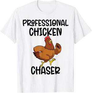 Professional Chicken Chaser Funny Farm Farmer Kids Running T-Shirt - T-Shirt | White