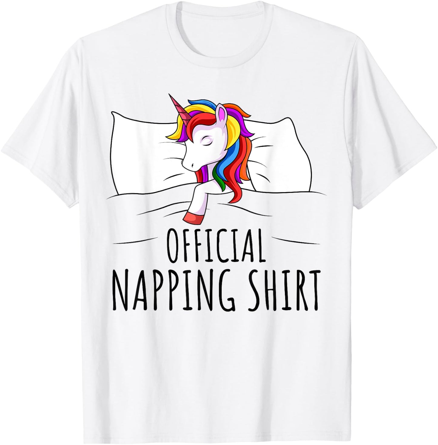 Sleeping Unicorn Girls Women Official Napping T-Shirt - T-Shirt | White
