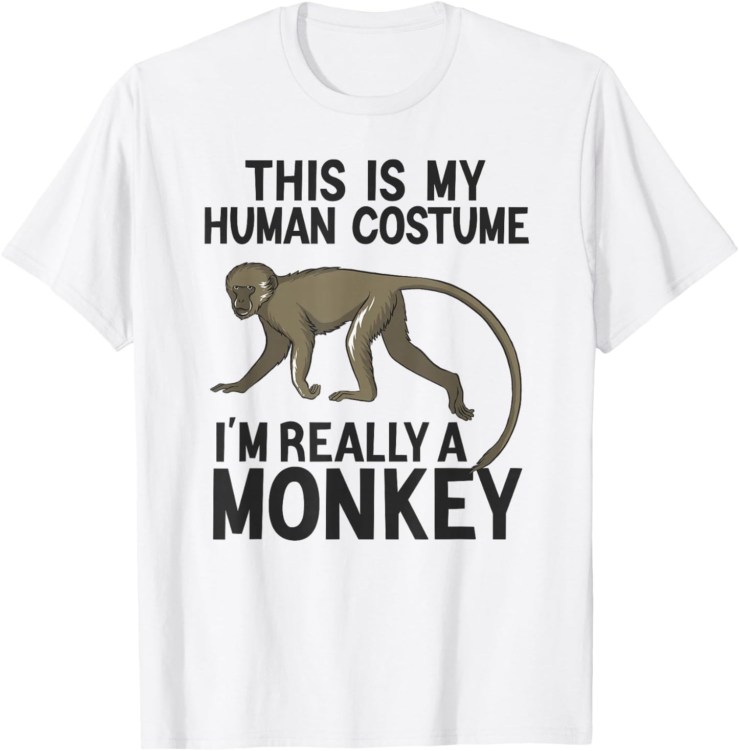 Simple Halloween Costumes Women Funny Monkey Costume T-Shirt - T-Shirt | White