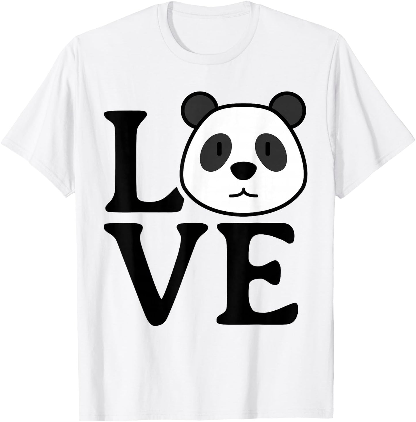 LOVE Panda Cute Funny Kawaii Minimalist Graphic Design T-Shirt - T-Shirt | White