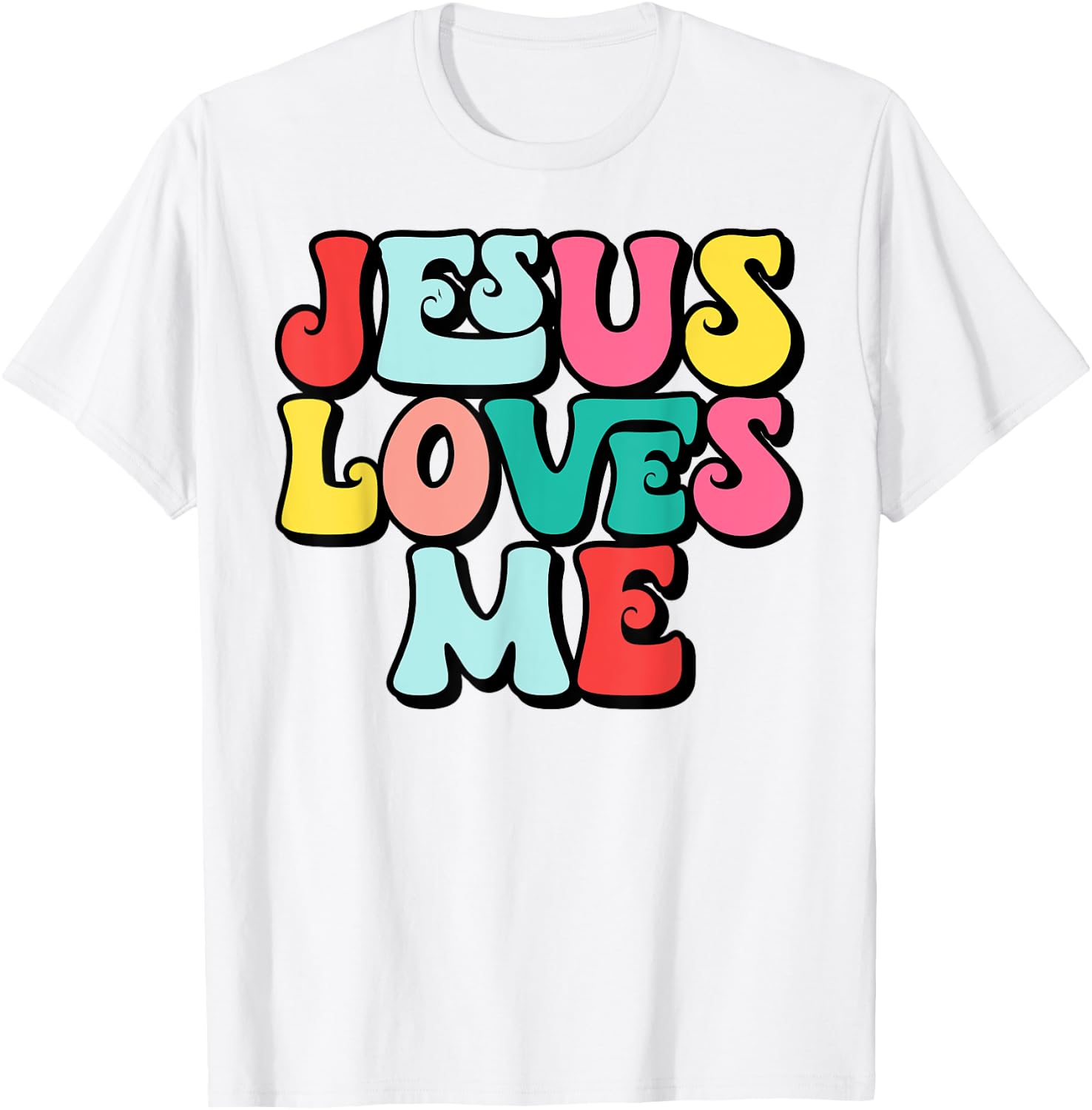 Jesus Loves Me Retro Vintage Groovy Style Men T-Shirt - T-Shirt | White