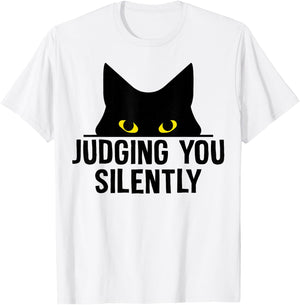 Funny Cat Judging You Silently Sarcastic Cat T-Shirt - T-Shirt | White
