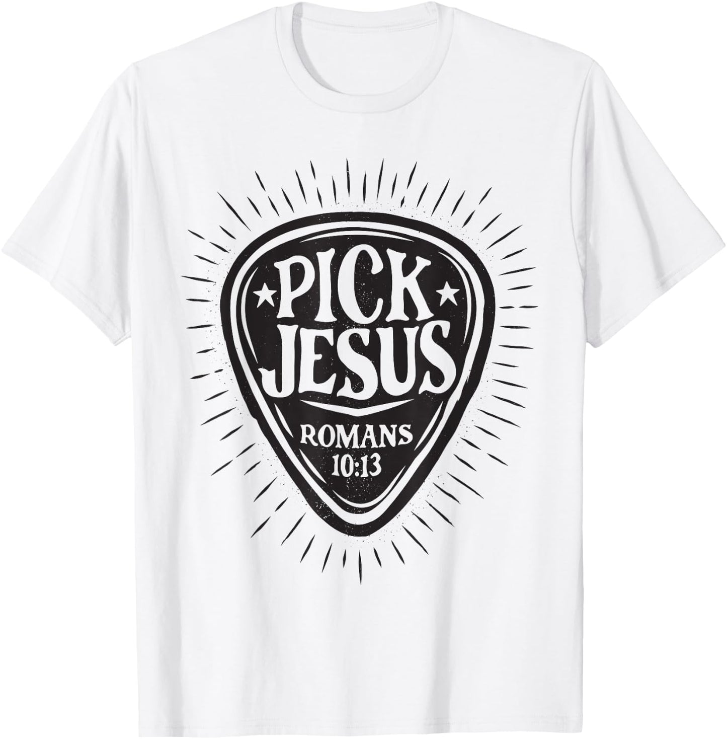 Guitar Pick Jesus Christian Music Guitarist Pastor Retro T-Shirt - T-Shirt | White