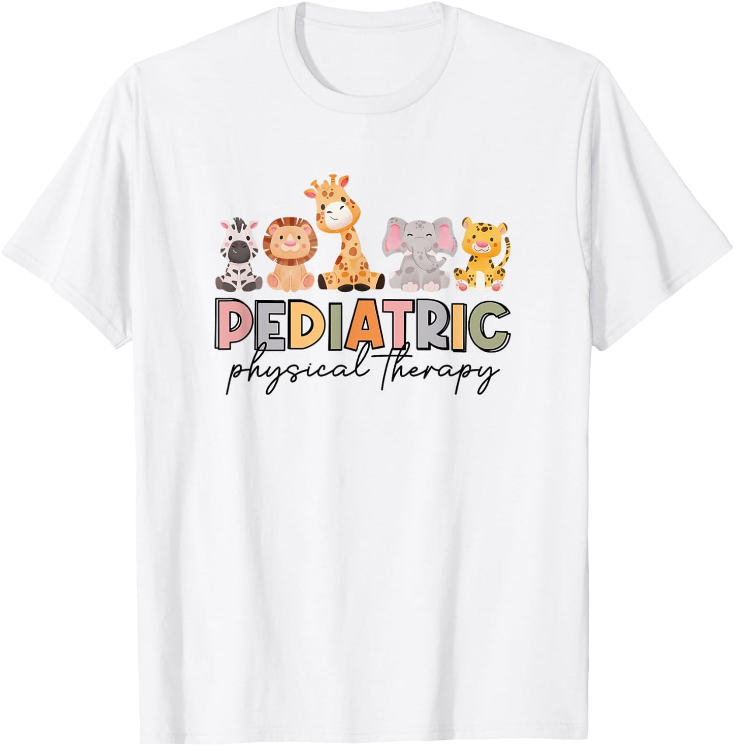 Pediatric Physical Therapy Therapist PT Crew Safari Animals T-Shirt - T-Shirt | White