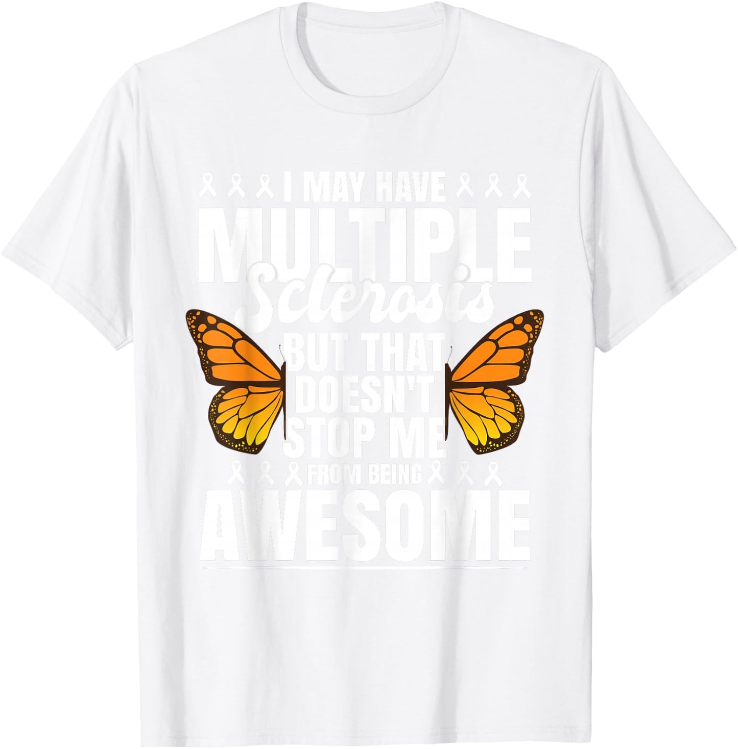 Multiple Sclerosis MS Butterfly T-Shirt - T-Shirt | White