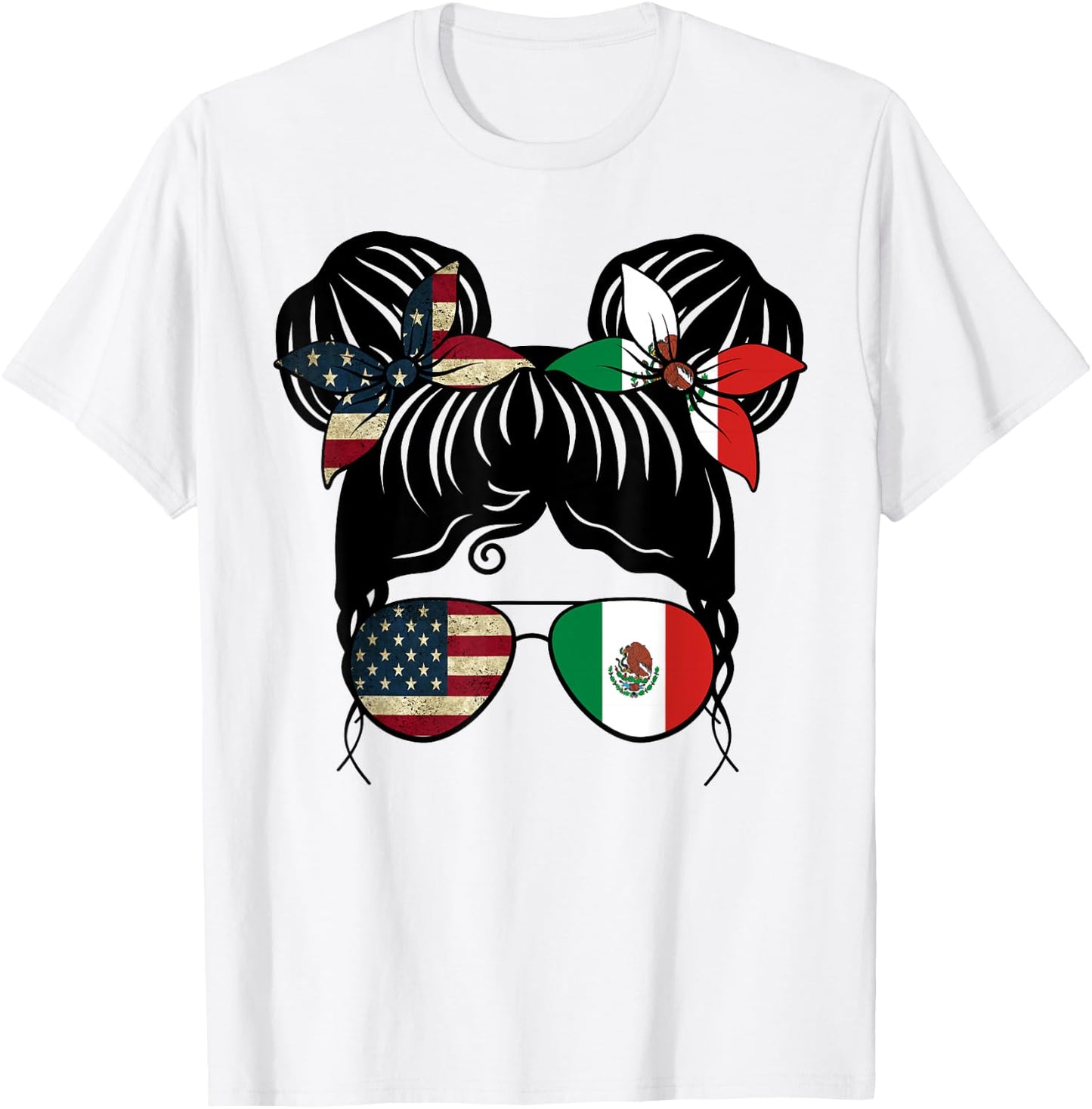 Half American Half Mexican Girl USA Mexico Flag Kids T-Shirt - T-Shirt | White