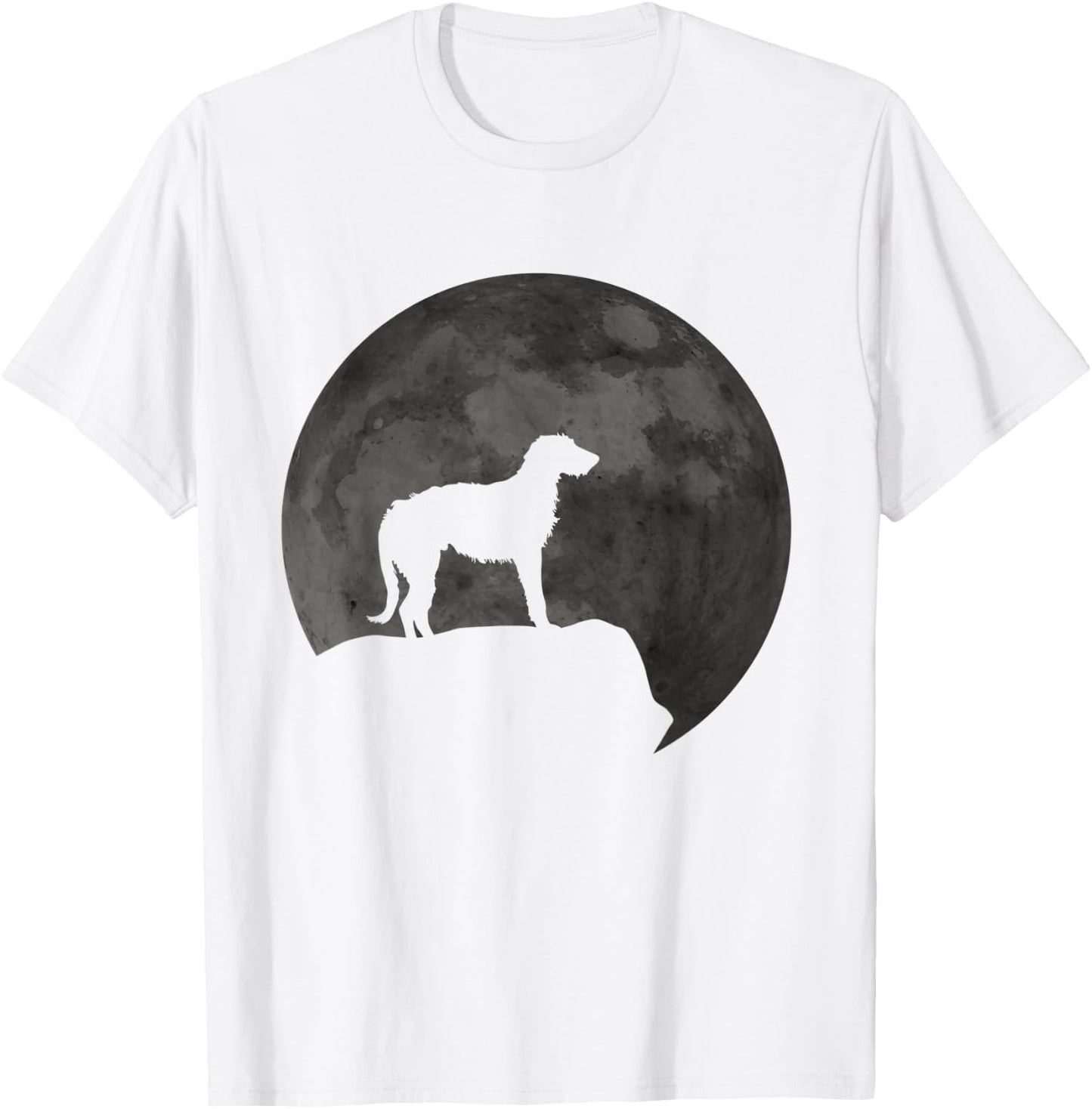 Moon And Dog Silhouette - Irish Wolfhound T-Shirt - T-Shirt | White