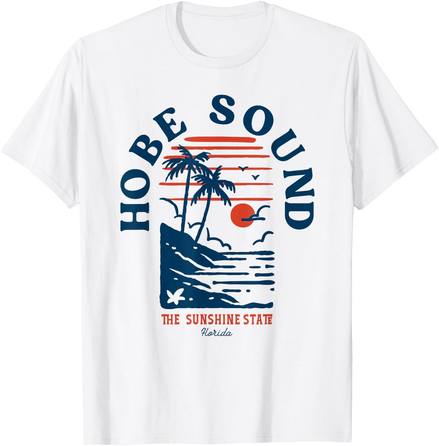 Hobe Sound Florida Retro Surfer Vintage Beach Men Women T-Shirt - T-Shirt | White