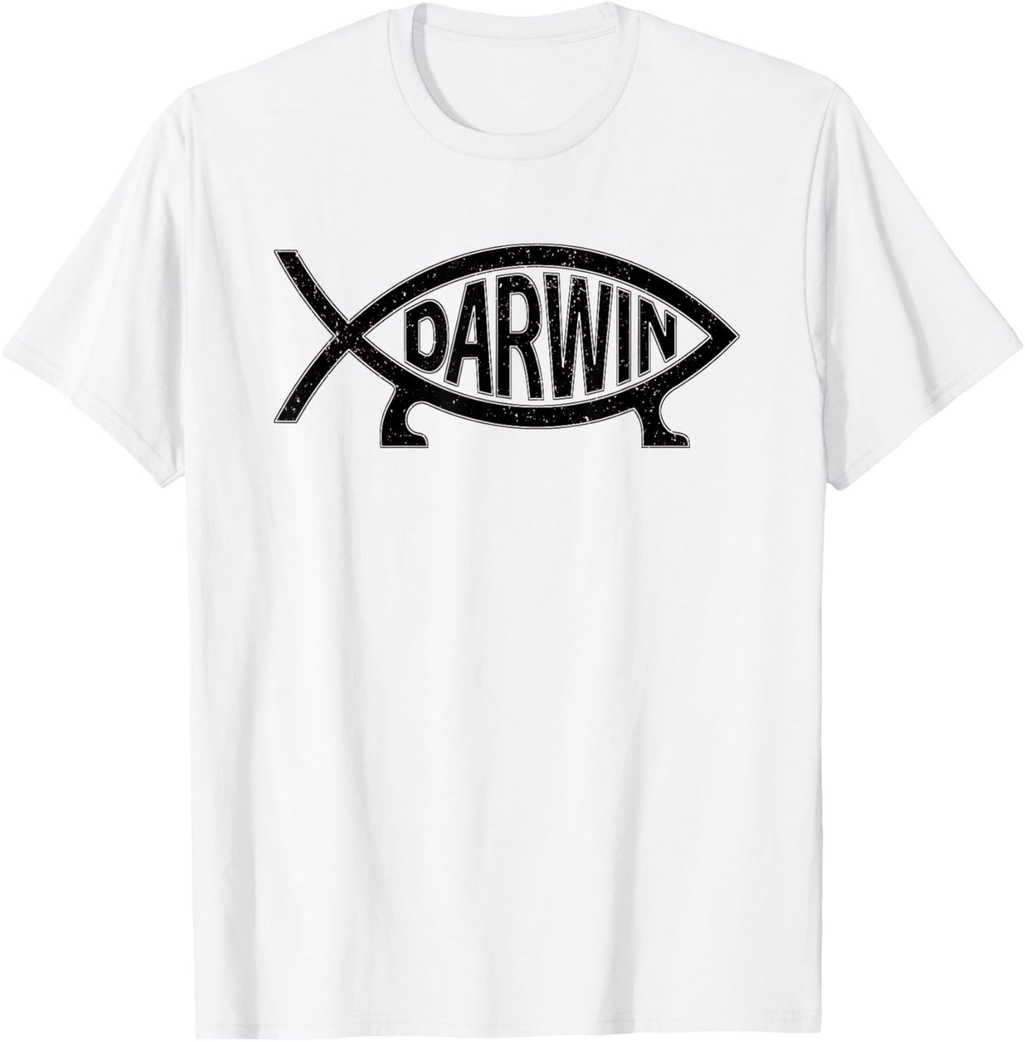 Darwin Ichthys Fish Symbol Fun Atheist T-Shirt - T-Shirt | White